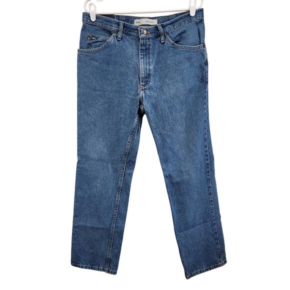Lee Regular Fit Straight Leg Jeans Mid Rise Vintage Stone Medium Blue Size 34x30 - Picture 1 of 7